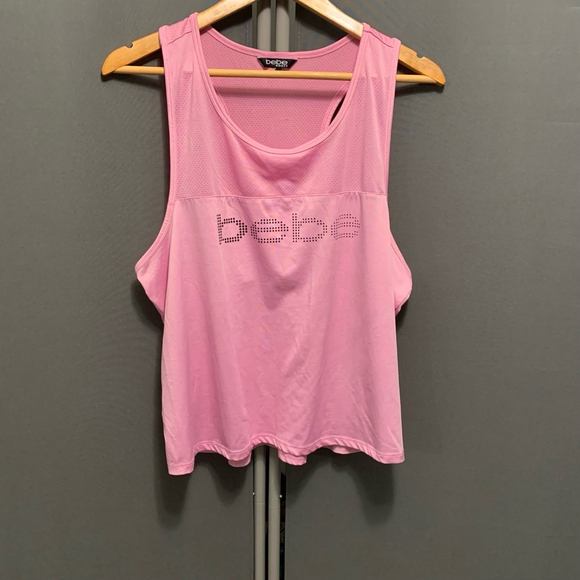 B23-Women's Bebe Sport Tank Top XL Pink Sleeveless Activewear - Picture 1 of 5